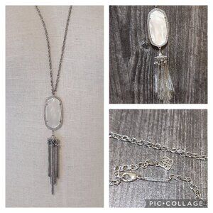 Kendra Scott Rayne MOP & Oxidized Silver Tone Long Pendant Necklace